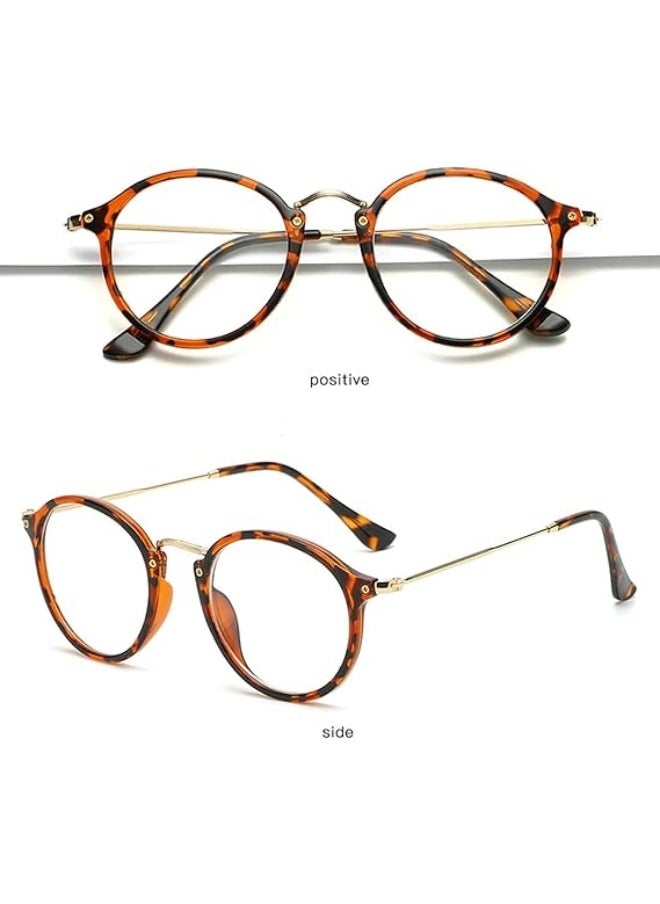 HALAMODO - Women Vintage Glasses Frames Round Eyewear Computer Glasses 99% Blue Light Blocking Anti Eyestrain & UV Glare Protection Glasses - Image 1
