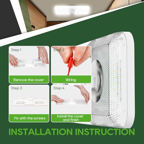 RVGUARD RV LED Ceiling Double Dome Light, 12V LED Lights, Interior Light with Adjustable Brightness & Memory Function, 6500K Cold White, for RV, Trailer, & Camper Van, 5 Pack - Image 5