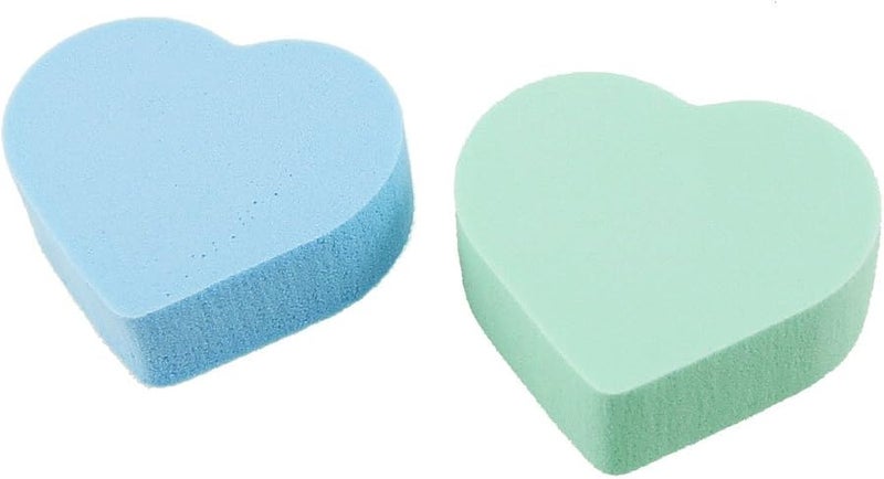 Heart Shaped Cotton Swabs Cosmetic Tools 2 Piece Set Green and Blue - Image 2