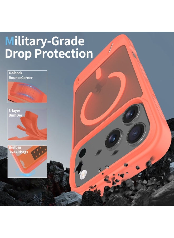 ZXING Military Grade MagSafe iPhone 17 Pro Max Case in Orange with Drop Protection Adjustable Stand and Slim Profile - Image 2