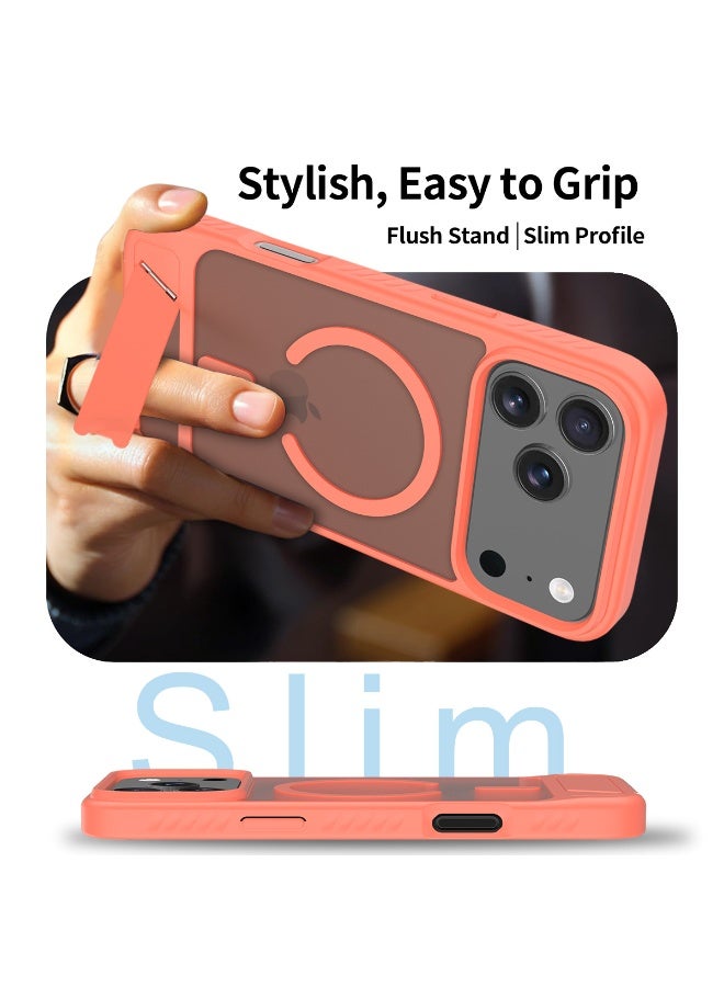 ZXING Military Grade MagSafe iPhone 17 Pro Max Case in Orange with Drop Protection Adjustable Stand and Slim Profile - Image 4