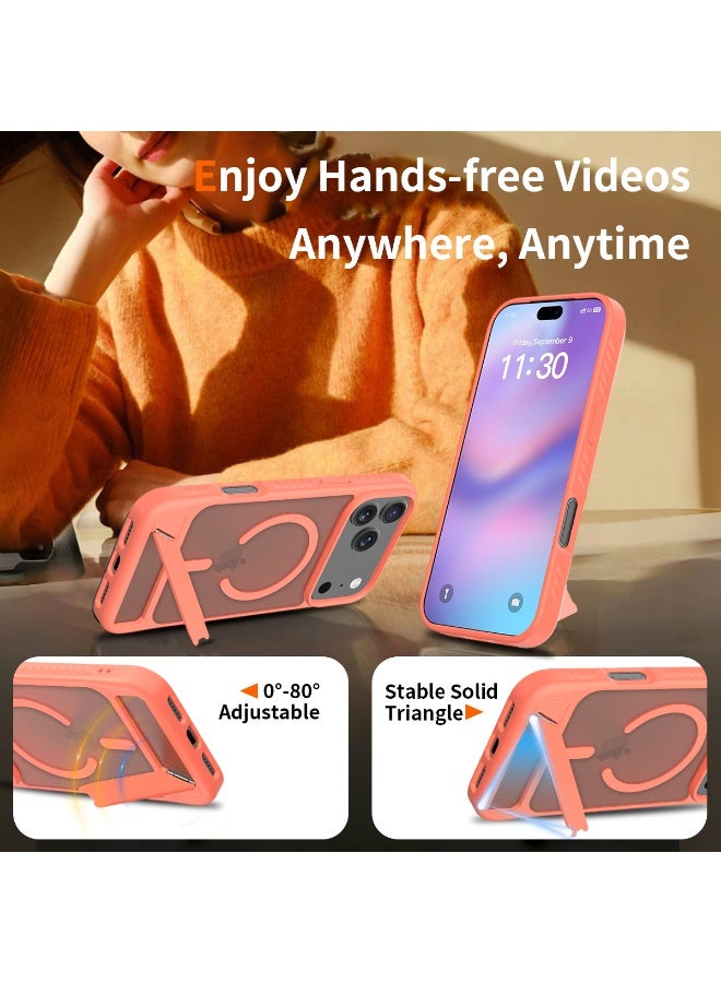 ZXING Military Grade MagSafe iPhone 17 Pro Max Case in Orange with Drop Protection Adjustable Stand and Slim Profile - Image 3