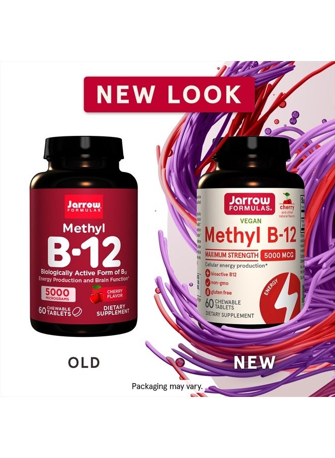 jarrow formulas Maximum Strength Methyl B-12 5000 mcg - Dietary Supplement - 60 Cherry Flavored Chewable Tablets - Bioactive Vitamin B-12 - Supports Cellular Energy Production, Sleep & Brain Health - Image 2