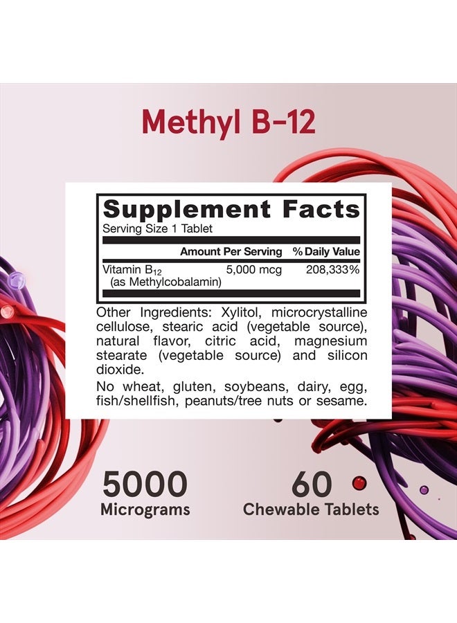 jarrow formulas Maximum Strength Methyl B-12 5000 mcg - Dietary Supplement - 60 Cherry Flavored Chewable Tablets - Bioactive Vitamin B-12 - Supports Cellular Energy Production, Sleep & Brain Health - Image 3
