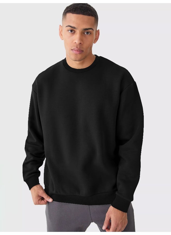 Mens Solid Round Neck Full Sleeve Black Fleece Sweatshirt - pzsku/ZE95540D5989BF1D7BE47Z/45/_/1728981581/a7d6c96a-4167-4b59-aea0-6671990b0cac