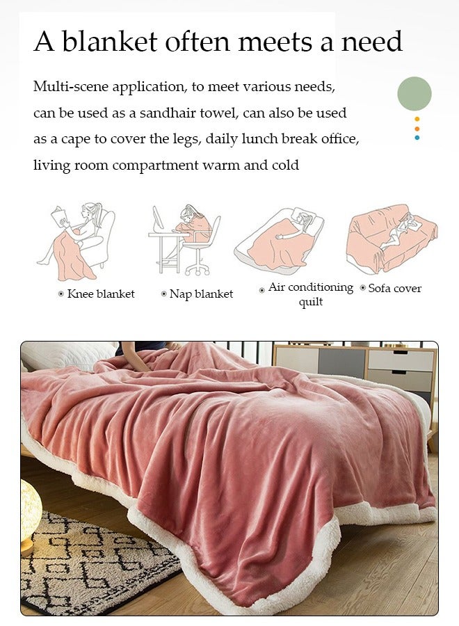 Double Lamb Cashmere Bed Sofa Warm Wool Blanket,Air Conditioned Rooms Sofa Blanket Multifunctional Suitable for Bed Sofa Office and Travel All Seasons(180cm*200cm) - Image 5