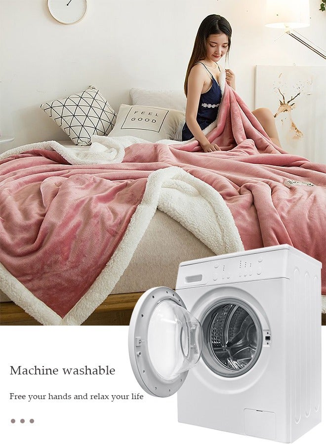 Double Lamb Cashmere Bed Sofa Warm Wool Blanket,Air Conditioned Rooms Sofa Blanket Multifunctional Suitable for Bed Sofa Office and Travel All Seasons(180cm*200cm) - Image 3