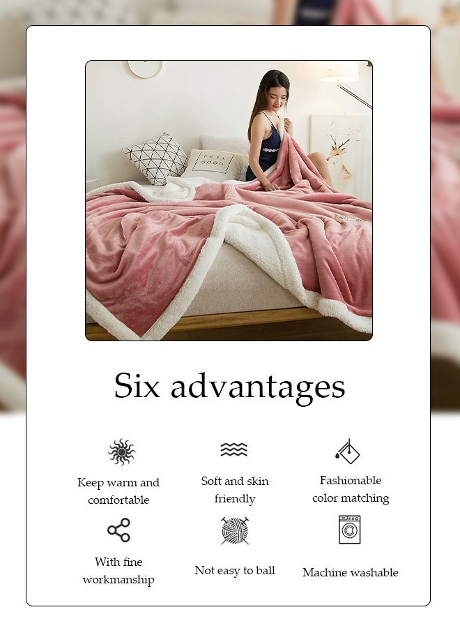 Double Lamb Cashmere Bed Sofa Warm Wool Blanket,Air Conditioned Rooms Sofa Blanket Multifunctional Suitable for Bed Sofa Office and Travel All Seasons(180cm*200cm) - Image 4