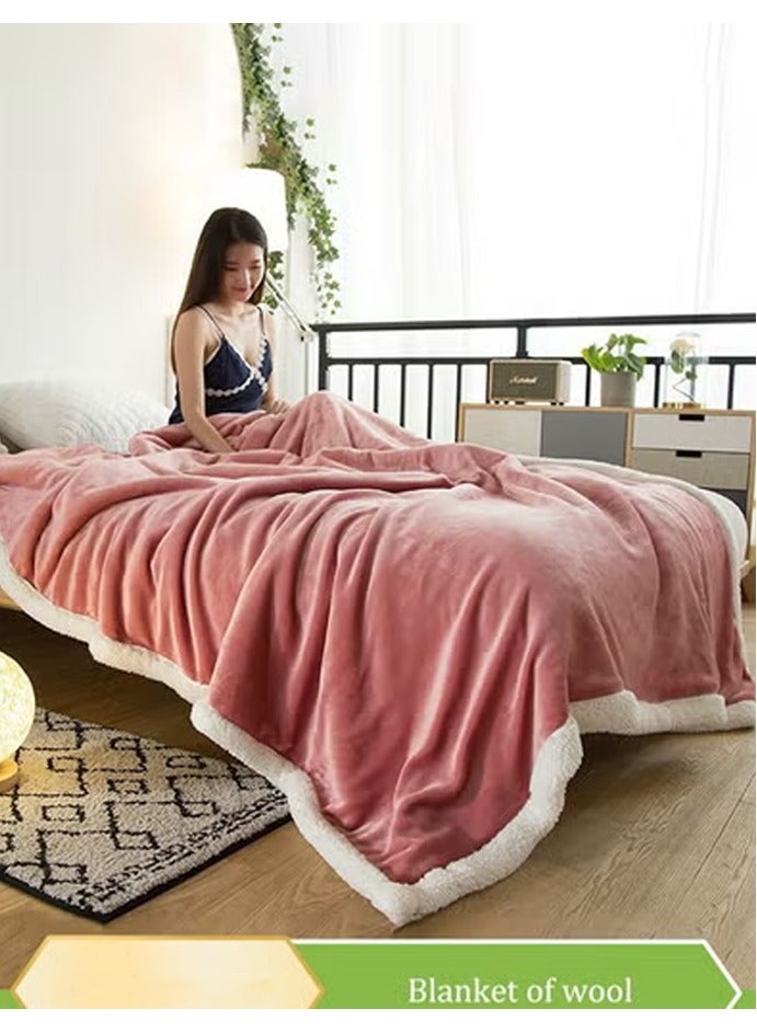Double Lamb Cashmere Bed Sofa Warm Wool Blanket,Air Conditioned Rooms Sofa Blanket Multifunctional Suitable for Bed Sofa Office and Travel All Seasons(180cm*200cm) - Image 1