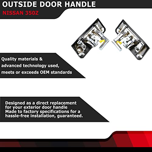 FEXON 1 Pair Exterior Outside Door Handle Compatible with Nissan 350Z 2003-2009 Left Driver and Right Passenger Side Replaces 80607-CD41E 80606-CD01E Silver - Image 3