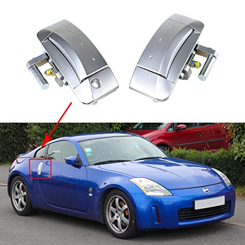 FEXON 1 Pair Exterior Outside Door Handle Compatible with Nissan 350Z 2003-2009 Left Driver and Right Passenger Side Replaces 80607-CD41E 80606-CD01E Silver - Image 5