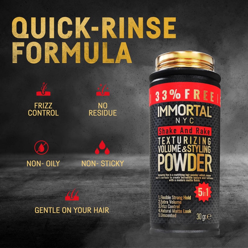 Immortal NYC 5-in-1 Shake and Rake Volume & Styling Powder - Flex Strong Hold - Mattifying All Natural, Unscented Hair Powder for Men - No Residue, All Hair Types - Image 4