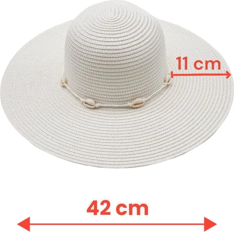 تيزجيلسين Women's Wide Brim Summer Straw Hat with Starfish Detail