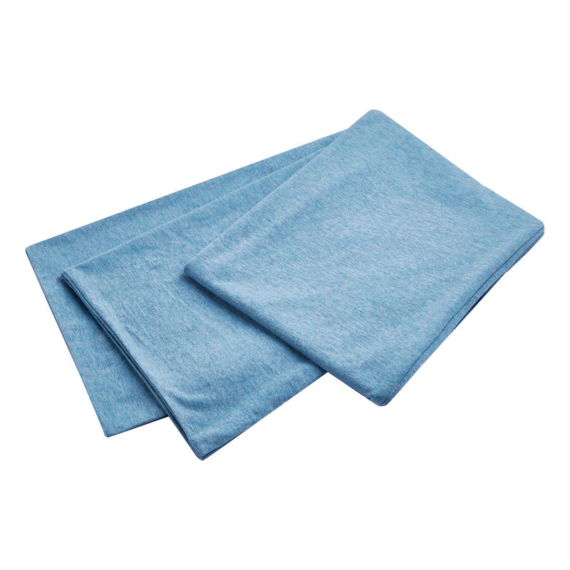 Oubonun Luxury Soft Removable Jersey Cotton Body Pillow Cover  Long Fuzzy Pillow Case with Zipper  Knitted Cotton  Light Blue 21X54