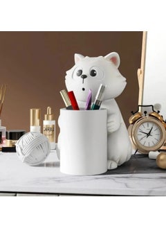 Taşdevri Life Tasdevri Life White Cute Surprised Kitten Decorative Desktop Pencil Holder, Makeup Brush Holder, Organizer  - Image 1