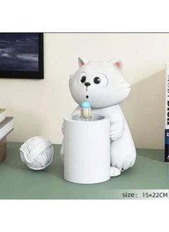 Taşdevri Life Tasdevri Life White Cute Surprised Kitten Decorative Desktop Pencil Holder, Makeup Brush Holder, Organizer  - Image 2
