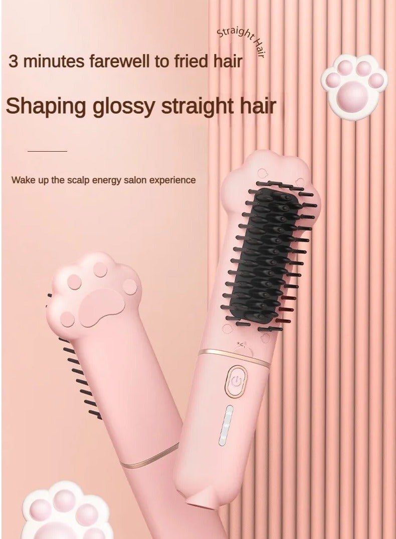 عام فرشاة مستقيمة للشعر الصغيرة بدون سلك، تعمل بالحرارة ومزودة بشاحن USB - Image 2