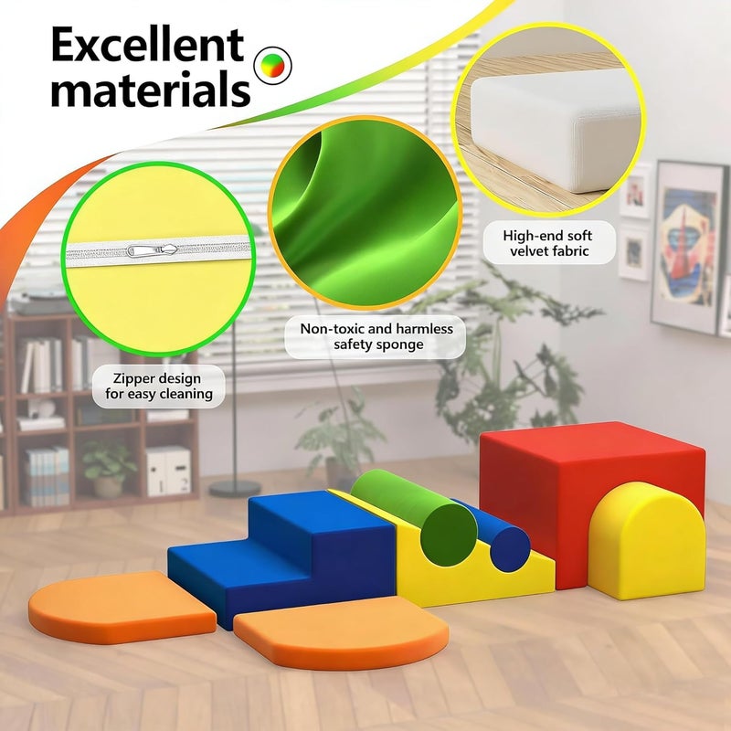Yaofala 8-Piece Colourful Soft Play Set, Foam Climbing Blocks for Toddlers, Climbing Toys for 1 Year Old, Inside Crawling & Sliding Foam Baby Climbing Blocks - Image 4
