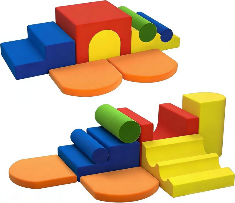 Yaofala 8-Piece Colourful Soft Play Set, Foam Climbing Blocks for Toddlers, Climbing Toys for 1 Year Old, Inside Crawling & Sliding Foam Baby Climbing Blocks - Image 1