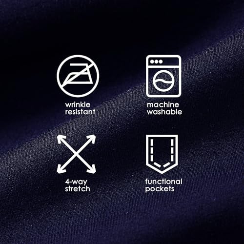 Willit بنطلون يوجا نسائي بطول 31" من ويليت، بنطلون عمل بقصة بوت كوت مع حلقات حزام و4 جيوب، أزرق داكن M - Image 5