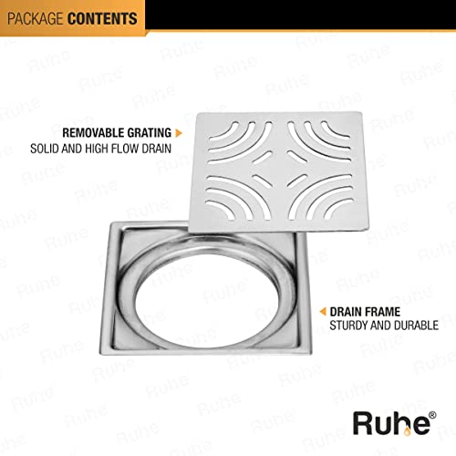 Ruhe® Emerald Square Floor Drainer | 304-GradeStainless Steel Floor Drain- Emerald Square Flat Cut (5x5 inches) (Pack of 1) - Image 5