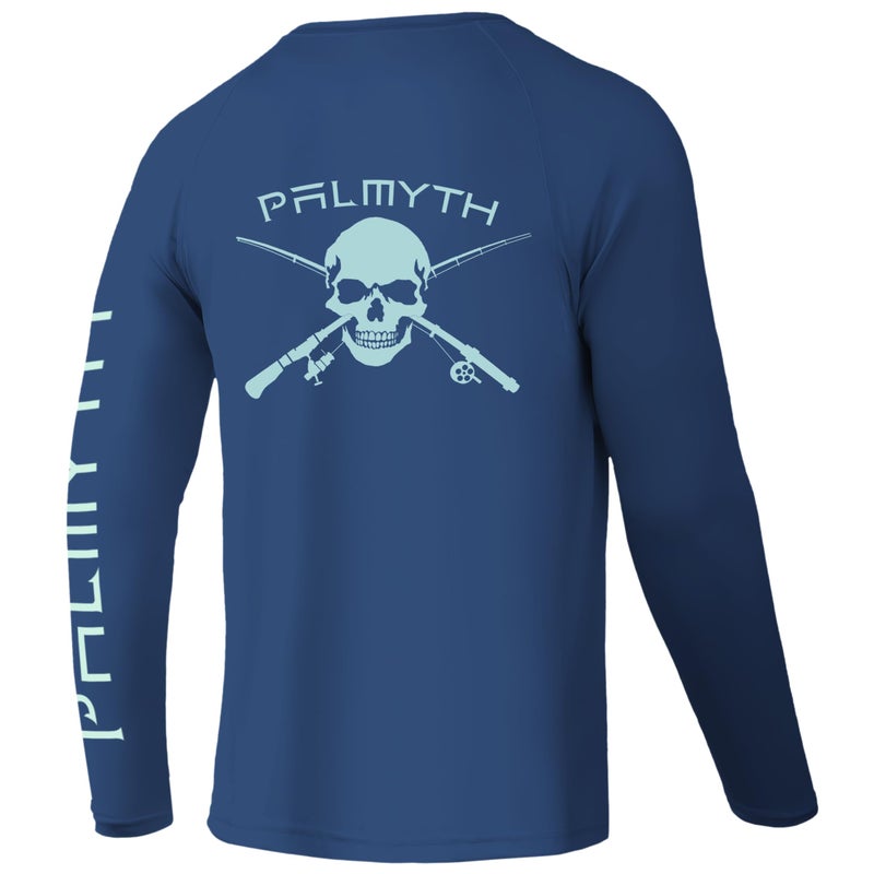 Palmyth Fishing Shirts for Men Long Sleeve UPF 50 T Shirt Sun Protection Tee Dark BlueSkull and Rods XL - Image 2