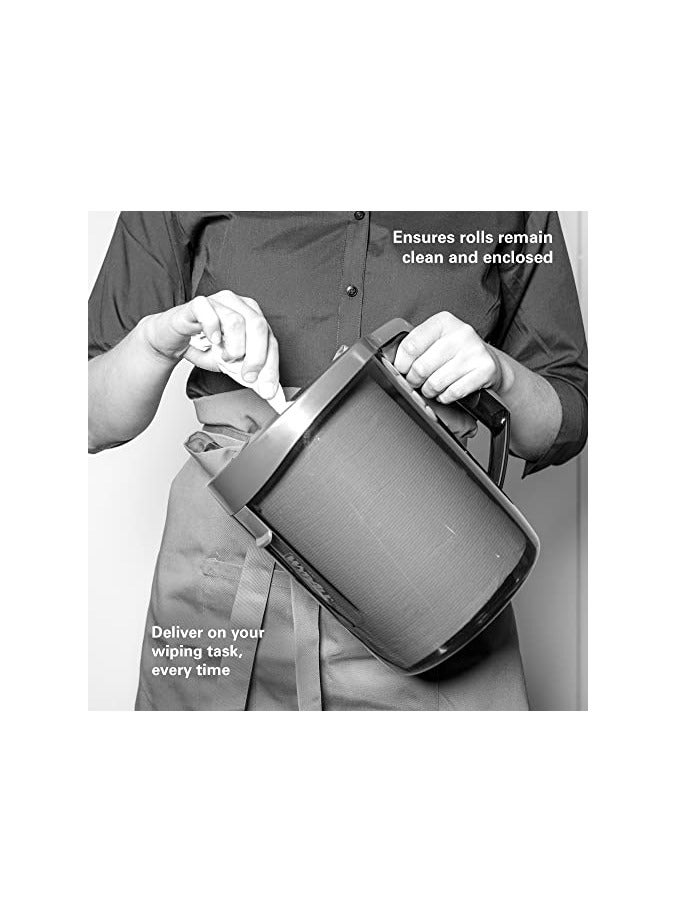 WypAll WypAll Reach Wiping Paper Dispenser - Black, Portable & Hygienic, Single-Sheet - Image 5