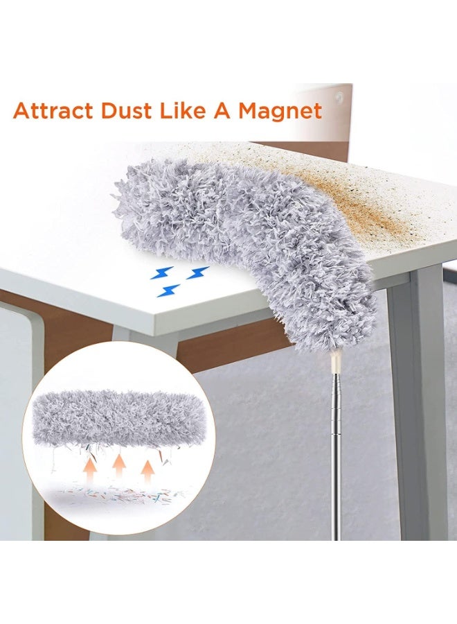 موثوقية التنبؤ 5 قطع طقم منفضة من الألياف الدقيقة، منفضة مروحة سقف قابلة للتمديد للتنظيف مع عمود تمديد قابل للتمديد من 40 إلى 240 سم، منفضة سيارة قابلة للغسل لمروحة سقف عالية، نسيج العنكبوت، سيارة - Image 5