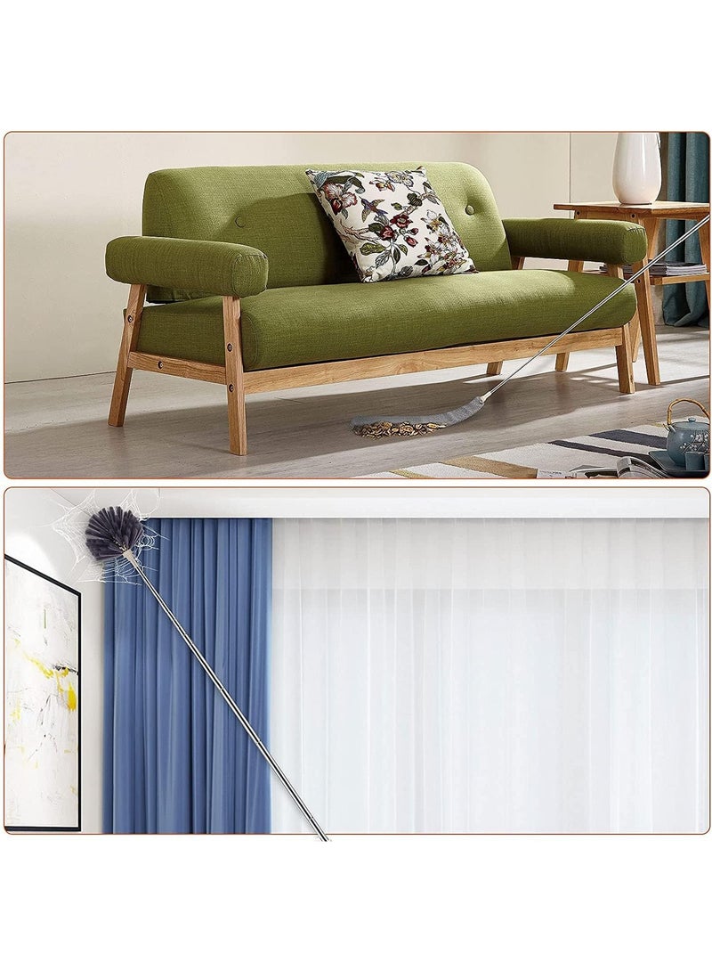 موثوقية التنبؤ 5 قطع طقم منفضة من الألياف الدقيقة، منفضة مروحة سقف قابلة للتمديد للتنظيف مع عمود تمديد قابل للتمديد من 40 إلى 240 سم، منفضة سيارة قابلة للغسل لمروحة سقف عالية، نسيج العنكبوت، سيارة - Image 3