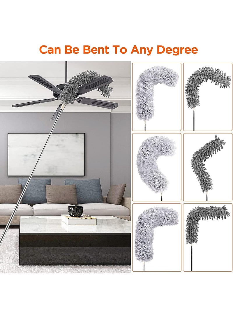 موثوقية التنبؤ 5 قطع طقم منفضة من الألياف الدقيقة، منفضة مروحة سقف قابلة للتمديد للتنظيف مع عمود تمديد قابل للتمديد من 40 إلى 240 سم، منفضة سيارة قابلة للغسل لمروحة سقف عالية، نسيج العنكبوت، سيارة - Image 4