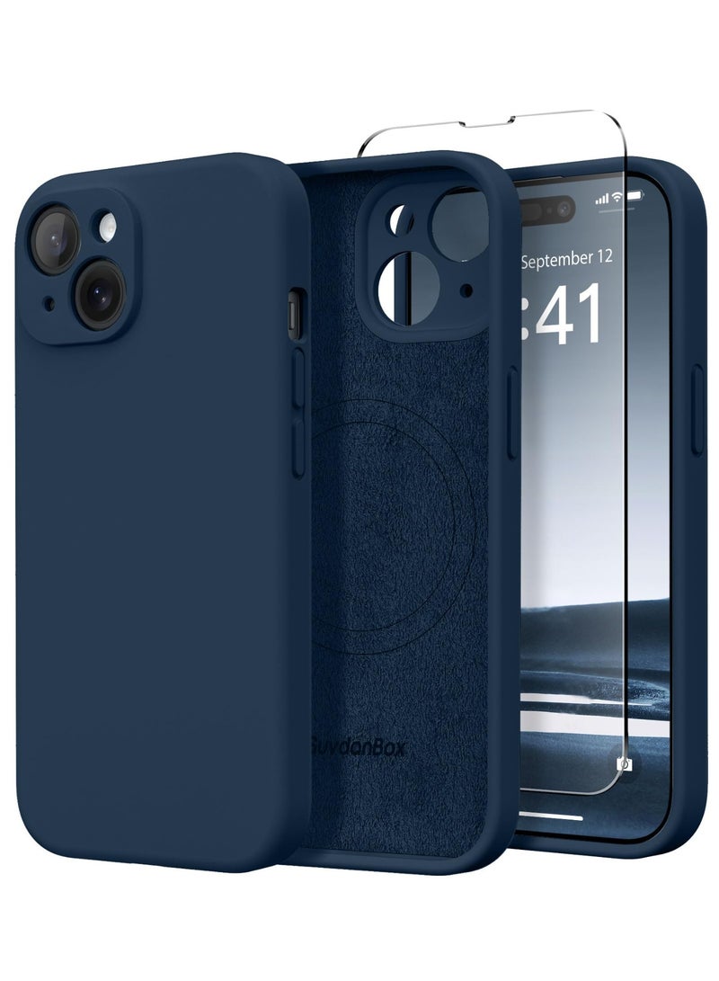 SUYDANBOX Magnetic for iPhone 14 Case, Compatible with MagSafe, [Full Camera Protection][Screen Protector] Silicone Shockproof Protective Phone Case for iPhone 14 6.1 inch, Cobalt Blue - Image 1