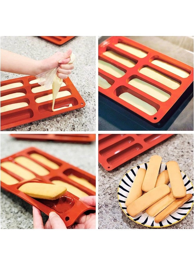 MoldBerry Mold Berry Multicolor 8 Cavity Long Strips Eclair Silicone Mould Slim Bar Chocolate Mould for Chocolate Cracker Bar Stick, Finger Biscuit, Hot Dog Bun Rolls Cake (Multicolor - Pk1) - Image 5
