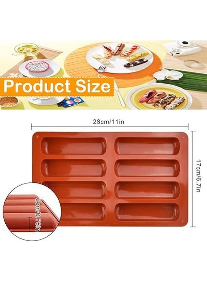MoldBerry Mold Berry Multicolor 8 Cavity Long Strips Eclair Silicone Mould Slim Bar Chocolate Mould for Chocolate Cracker Bar Stick, Finger Biscuit, Hot Dog Bun Rolls Cake (Multicolor - Pk1) - Image 3