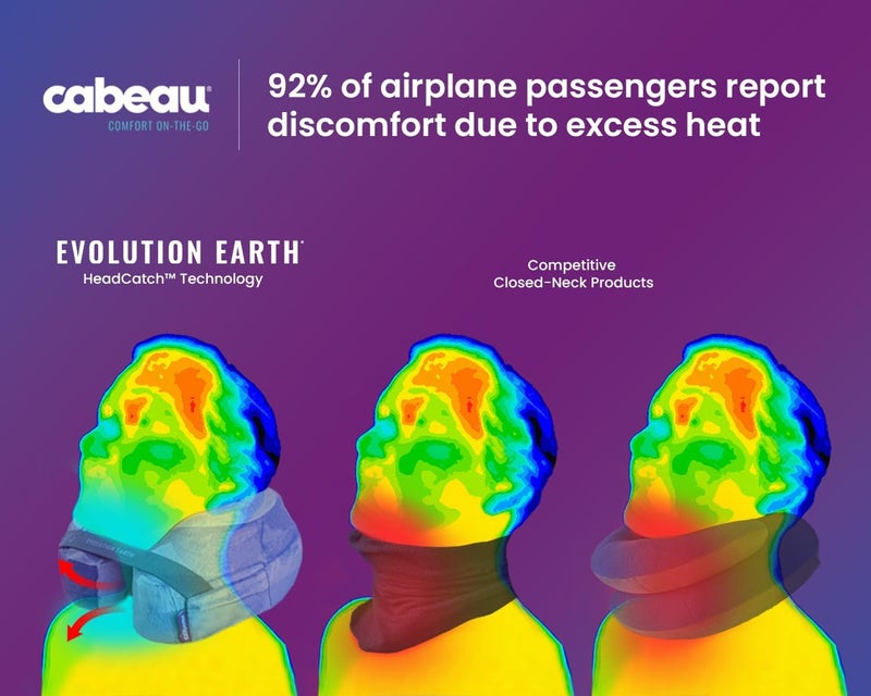 Cabeau Evolution Earth Memory Foam Travel Neck Pillow - The Best Travel Pillow with 360 Head, Neck and Chin Support (Fire), grey, Fire - Image 2