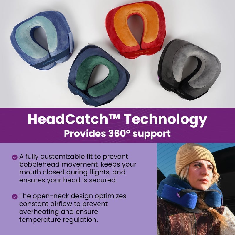 Cabeau Evolution Earth Memory Foam Travel Neck Pillow - The Best Travel Pillow with 360 Head, Neck and Chin Support (Fire), grey, Fire - Image 3