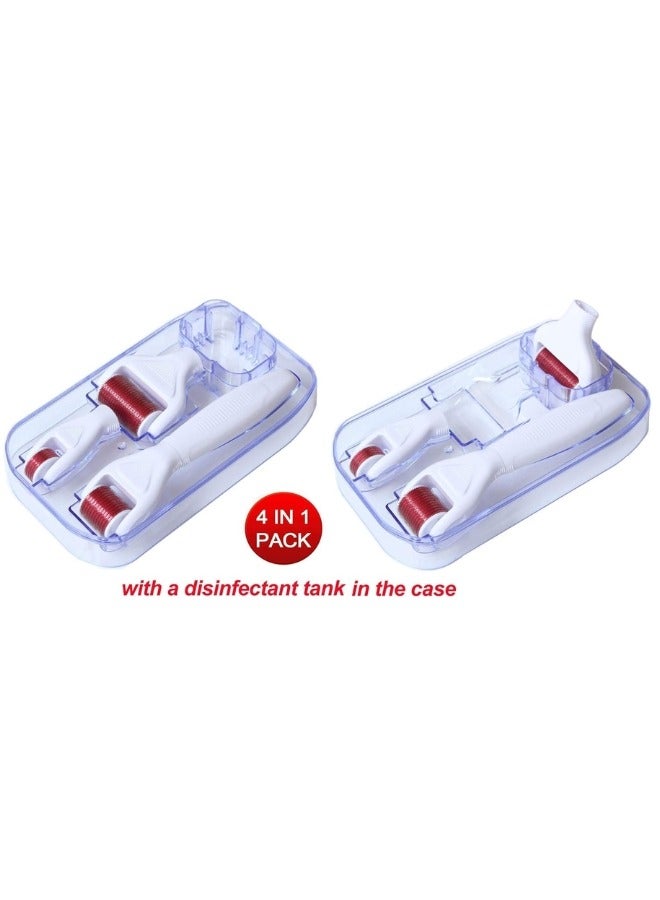 4 in 1 Derma Roller Kit for Complete Skin Care, Microneedling Roller Titanium for Women and Men Skincare (Red/White) - Image 2