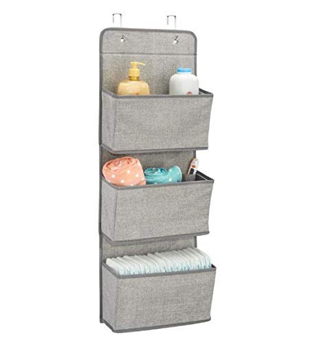 ASUVI Fabric Hanging Shelf Organiser 3Pockets Wardrobe Storage Bag Wall Mount Storage Rack for Toys Purses Keys SunglassesColor Grey - Image 3
