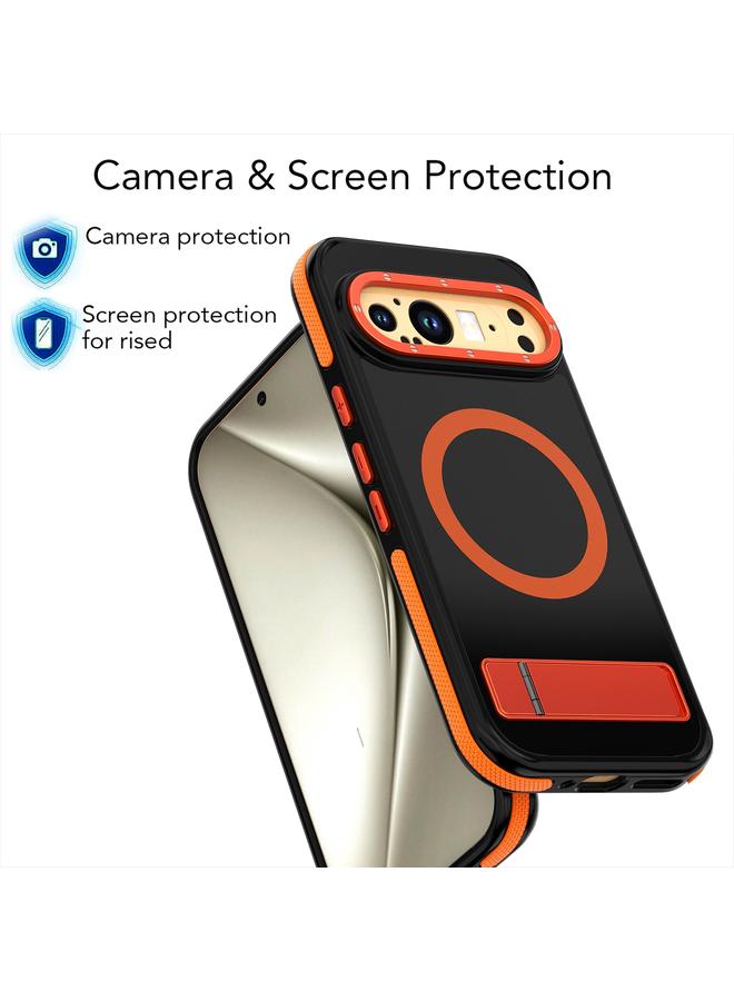 اس-توب جراب لهاتف Google Pixel 9 / 9 Pro، جراب هاتف Magsafe ثنائي اللون بملمس الجلد مع حامل - Image 4