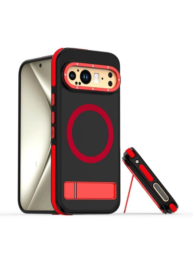 اس-توب جراب لهاتف Google Pixel 9 / 9 Pro، جراب هاتف Magsafe ثنائي اللون بملمس الجلد مع حامل - Image 1