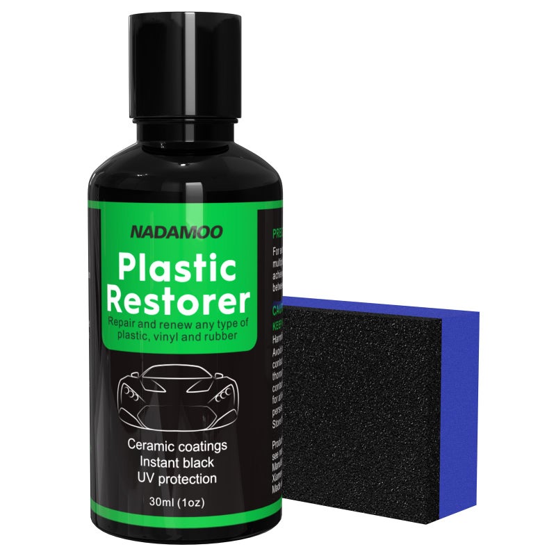 NADAMOO Plastic Restorer, Highly Concentrated Ceramic Coating for Cars, Back to Black Automotive Exterior and Interior Trim Scratch Remover Kit, Restore Faded Plastic, Vinyl & Rubber, 30ml - Image 1
