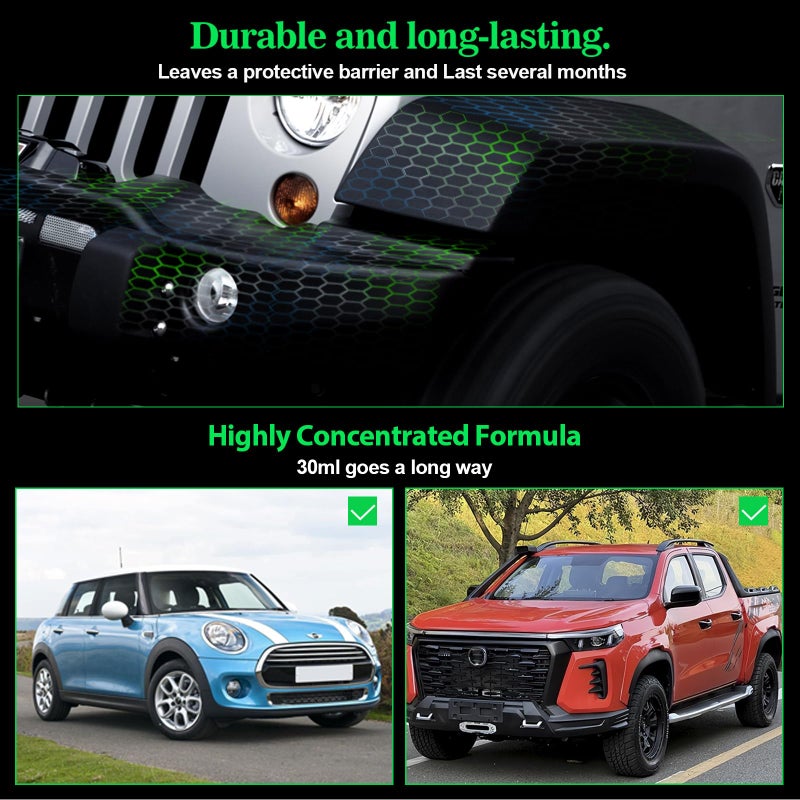 NADAMOO Plastic Restorer, Highly Concentrated Ceramic Coating for Cars, Back to Black Automotive Exterior and Interior Trim Scratch Remover Kit, Restore Faded Plastic, Vinyl & Rubber, 30ml - Image 5