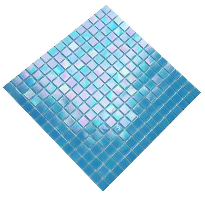 DICOFUN 40-Sheet Rainbow Peel and Stick Backsplash for Kitchen and Bathroom, 6.6" x 6.6" Blue Glass Mosaic Tiles - Image 5