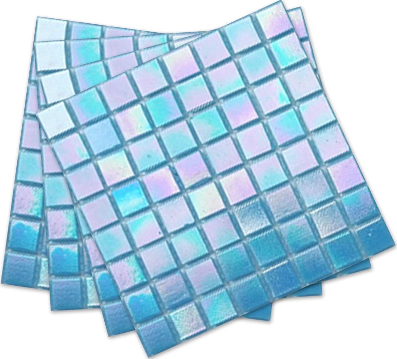 DICOFUN 40-Sheet Rainbow Peel and Stick Backsplash for Kitchen and Bathroom, 6.6" x 6.6" Blue Glass Mosaic Tiles - Image 1