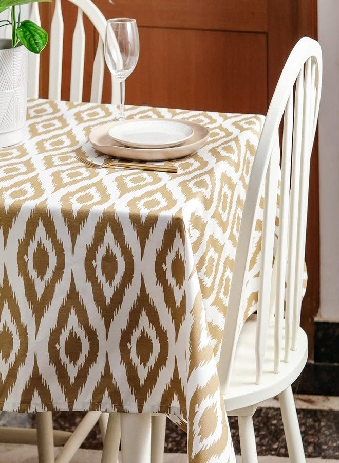 THE YARD HOUSE Wipeable & Anti-Slip Cotton Table Cover - Beige Ikat Inspired, 10 Seater (150Cm X 290Cm) | Protects Against Spills & Scratches | Family Dining, Party, Gifting - Image 3