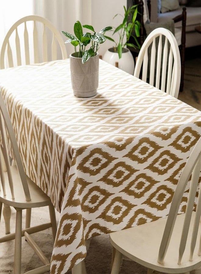 THE YARD HOUSE Wipeable & Anti-Slip Cotton Table Cover - Beige Ikat Inspired, 10 Seater (150Cm X 290Cm) | Protects Against Spills & Scratches | Family Dining, Party, Gifting - Image 4