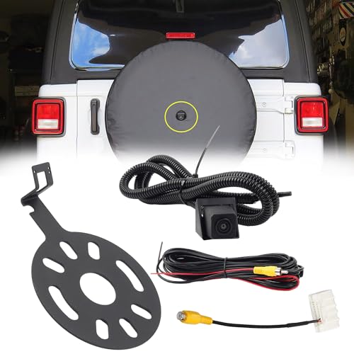 Dasbecan Backup Camera Compatible with 2007-2018 Jeep Wrangler JK Spare Tire Mount Rear View Reverse Camera, Adjustable Bracket, Removable Guidelines with OEM Monitor Adapter Heavy-Duty Metal Housing - Image 1