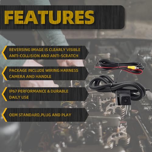 Dasbecan Backup Camera Compatible with 2007-2018 Jeep Wrangler JK Spare Tire Mount Rear View Reverse Camera, Adjustable Bracket, Removable Guidelines with OEM Monitor Adapter Heavy-Duty Metal Housing - Image 2