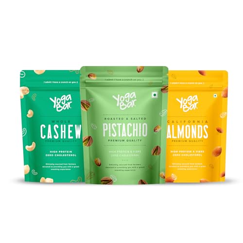 YogaBar Premium Dry Fruit Combo 500g each | Almonds Cashews Pistachios 100% Natural, Crunchy | Rich in Fibre, Vitamin E, K, B6 | Boost Immunity| Healthy Snacks - Image 1