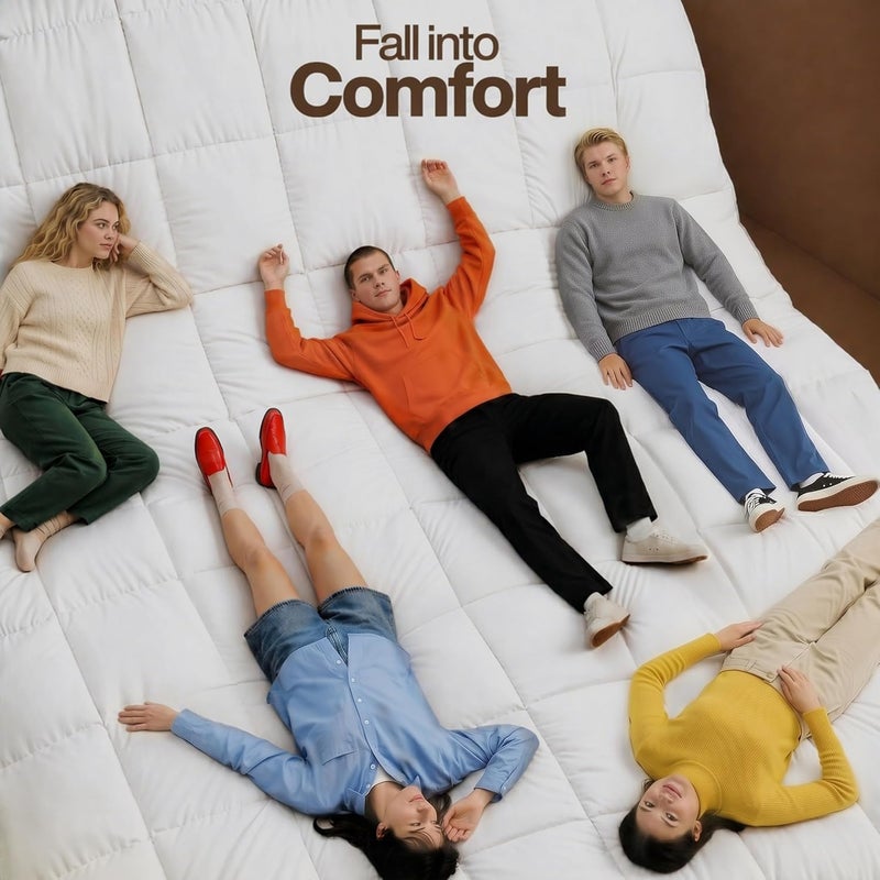 Comforter Duvet Insert - Quilted Polyester Bedding Comforter with Corner Tabs - Box Stitched Down Alternative Comforter, White, Full - Image 3