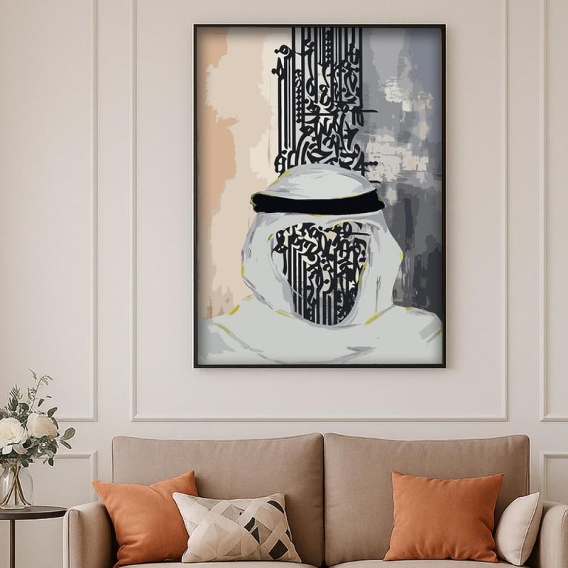 ماركتنا لوحة قماشية بتصميم الفن النجدي مع برواز مجوف مقاس (50×70) قطعة واحدة - Image 2